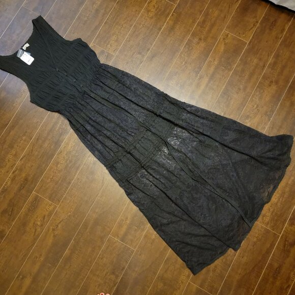 Free People Sweet Saloon Sleeveless Maxi Bodysuit Women L Lace Whimsical Castle - Picture 2 of 8